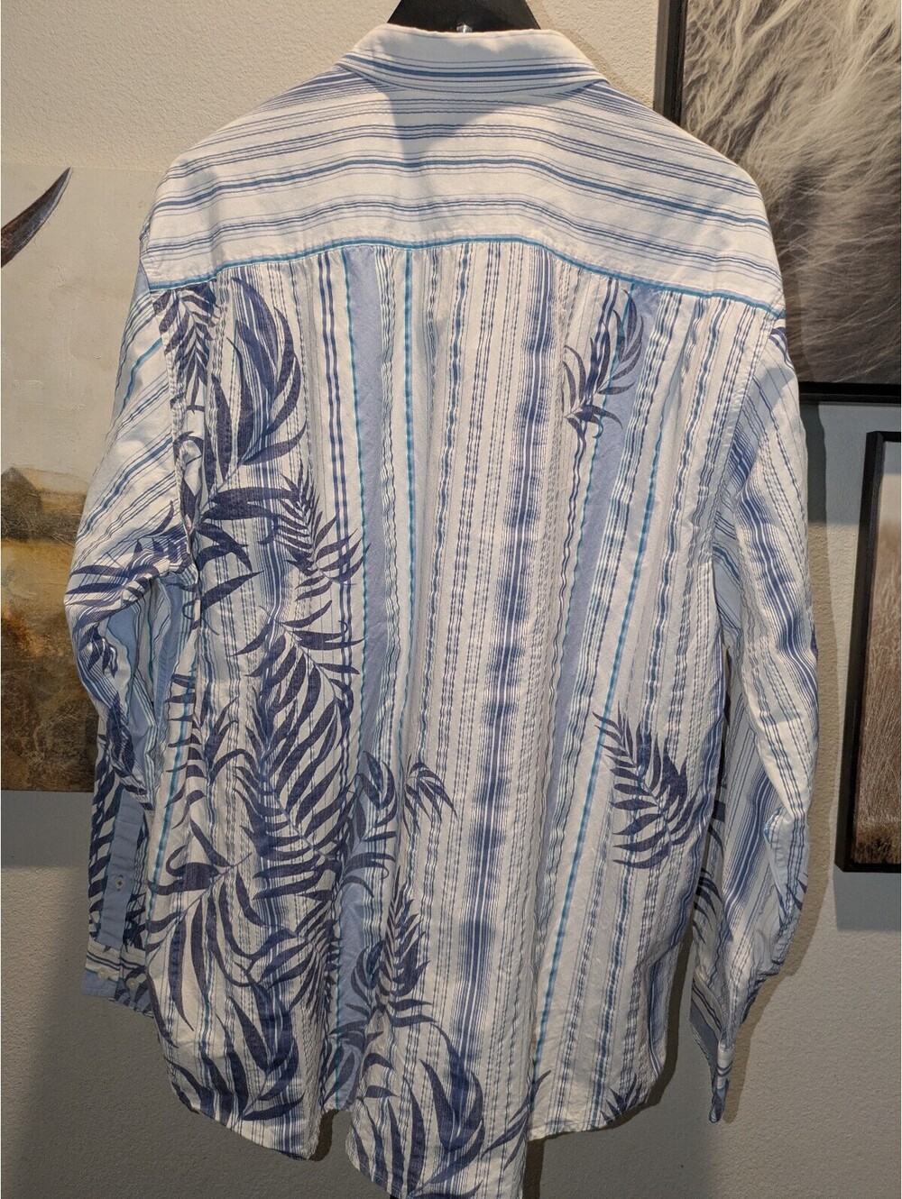 Tommy Bahama XXL Tropical Palm Striped Resort Shirt - Picture 2 of 13
